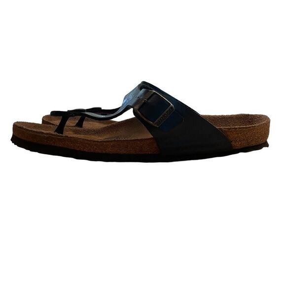 Birkenstocks Gizeh Birko-Flor Navy Blue Sandals - Picture 2 of 6